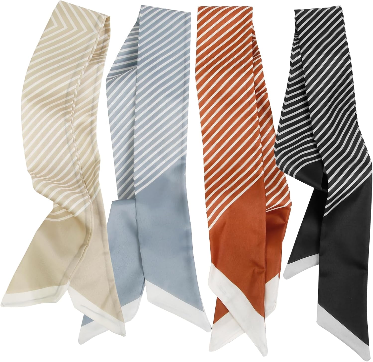 TEBIEKOY 4Pcs Fashion Scarves for Women, Multifunctional Boho Scarves Headbands Satin Scarf for Bag Hair Accessories