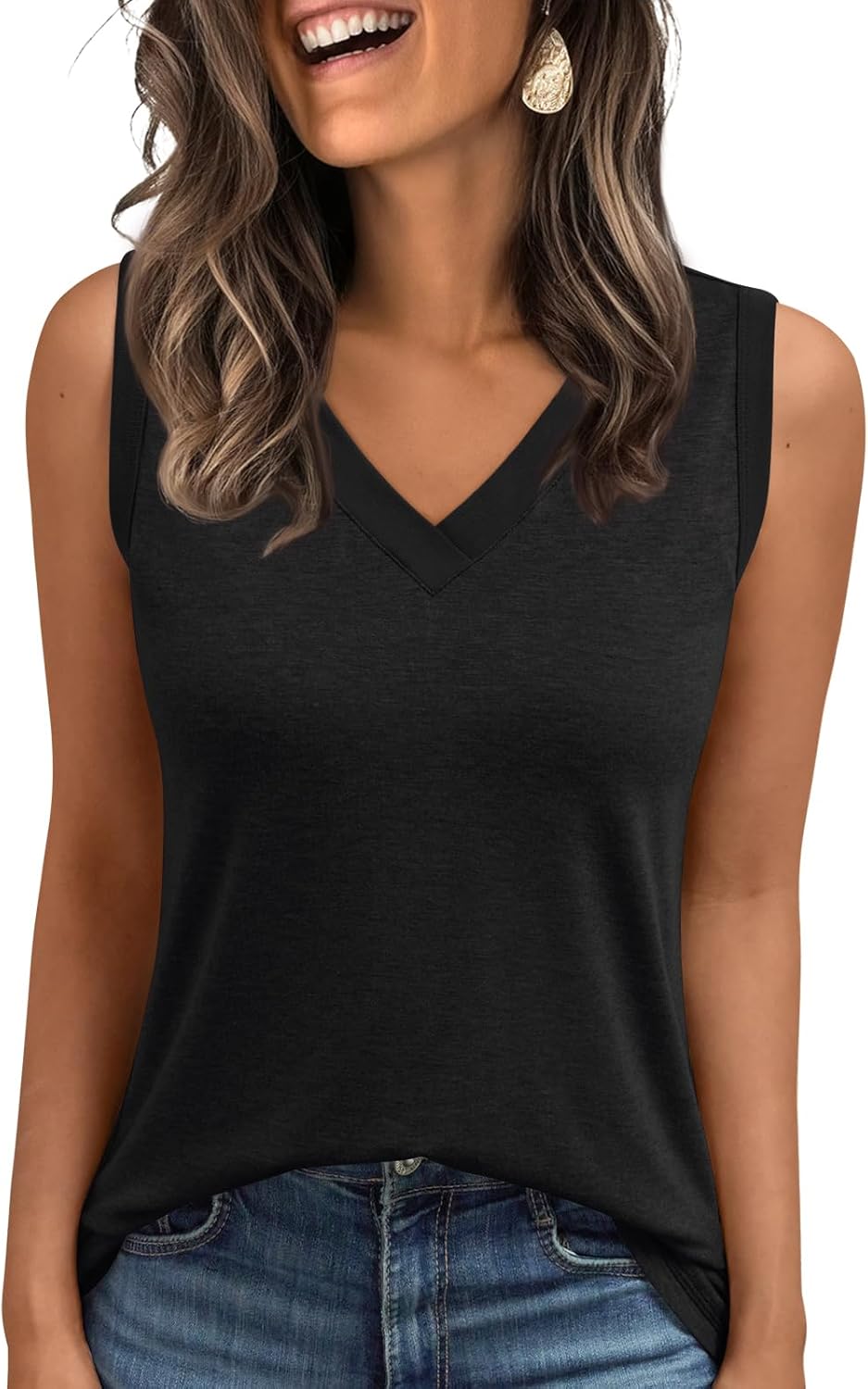 AUTOMET Tank Top Women Summer 2025 Casual Spring V Neck Sleeveless Tee Shirt Basic Trendy Beach Vacation Outfits Clothes