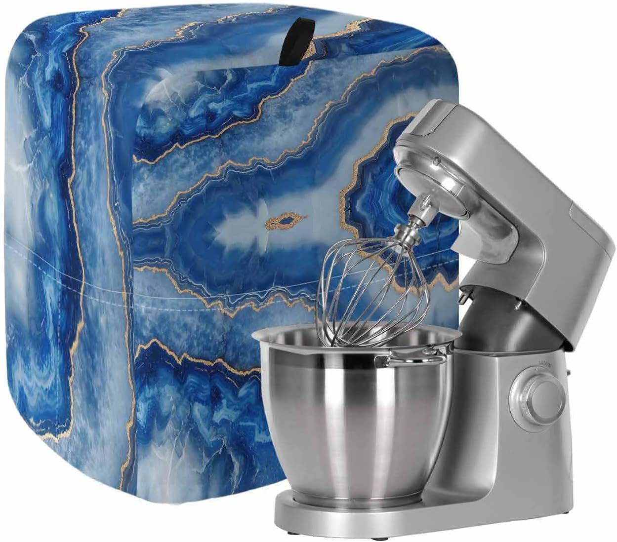 Blue Marble Stand Mixer Dust Cover with Storage Pocket & Handles, Fits All Tilt Head & Bowl Lift Abstract Golden Foil Patt...