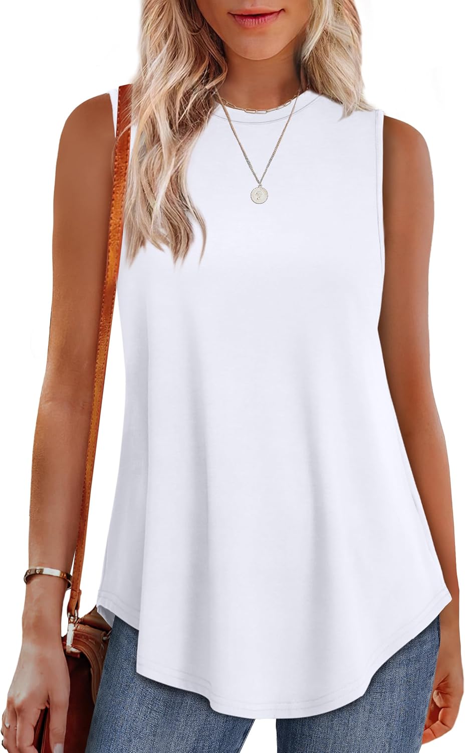 OFEEFAN High Neck Tank Tops for Women Loose Fit Sleeveless Top Summer Clothes Womens Tunic Tops to Wear with Leggings