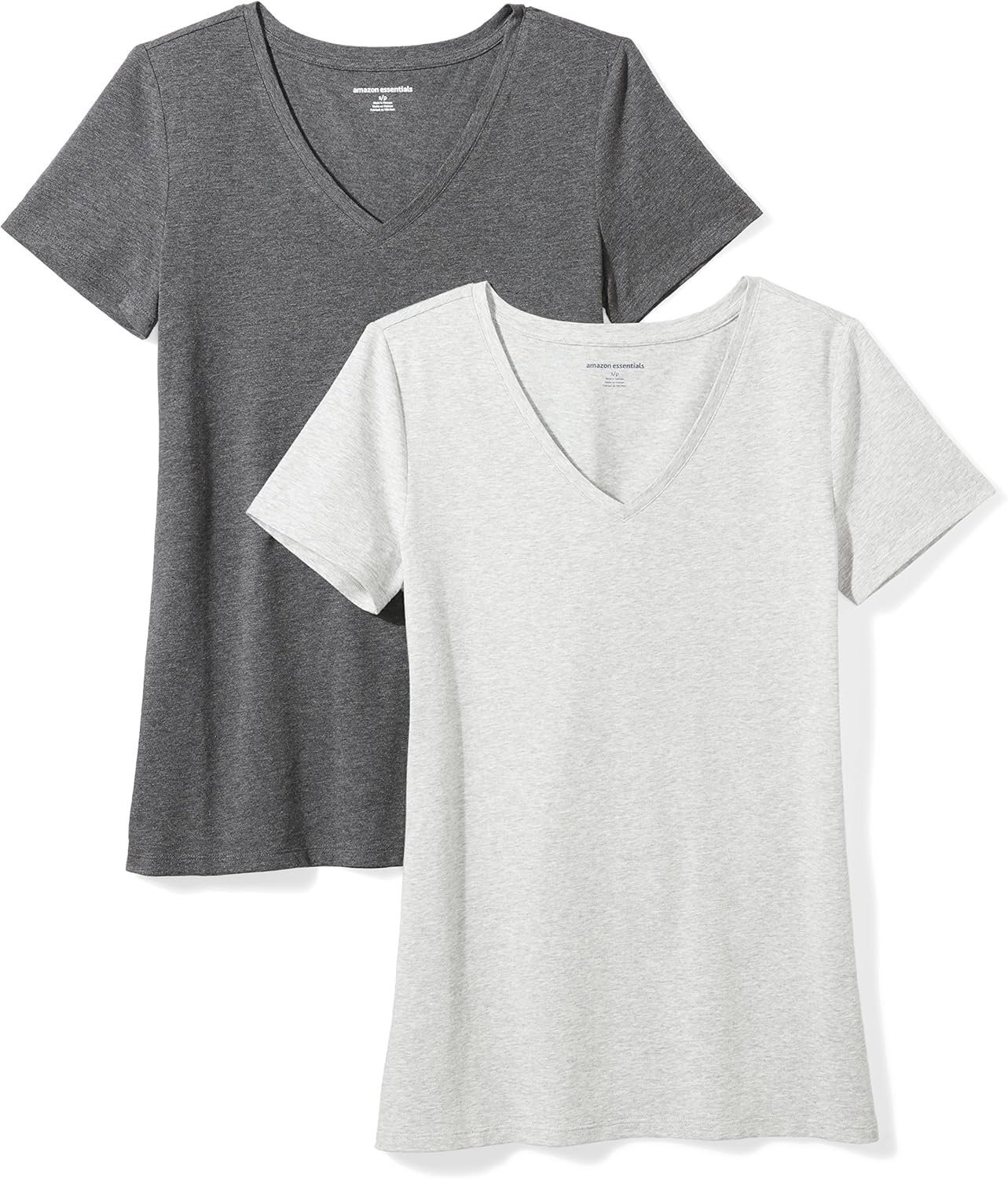 Amazon Essentials Women's Classic-Fit Short-Sleeve V-Neck T-Shirt, Multipacks