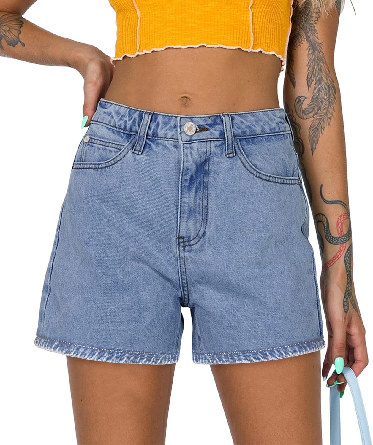 SANMM 2025 Jean Shorts for Women Casual Stretchy Denim Summer Hot Short