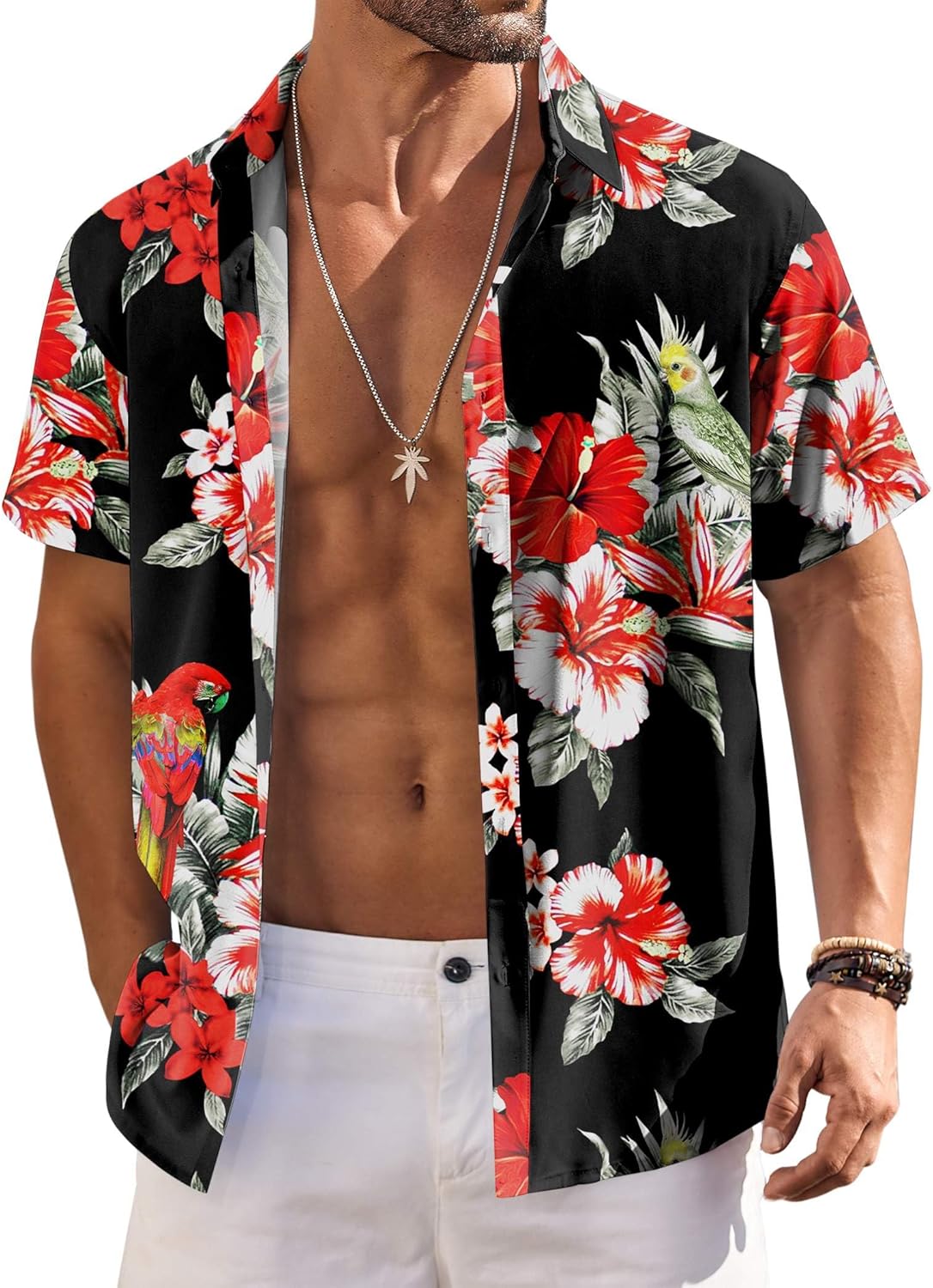 COOFANDY Hawaiian Shirt for Men Short Sleeve Floral Button Down Shirt Tropical Casual Summer Beach Shirts