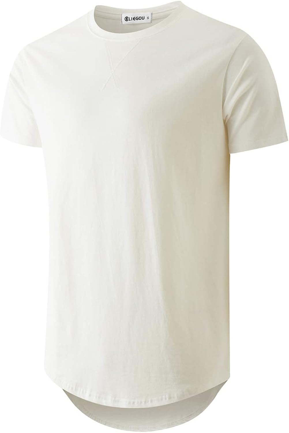 KLIEGOU Mens 100 Cotton Hipster Hip Hop Longline Crewneck T-Shirt Pre - Shrunk S-4XL