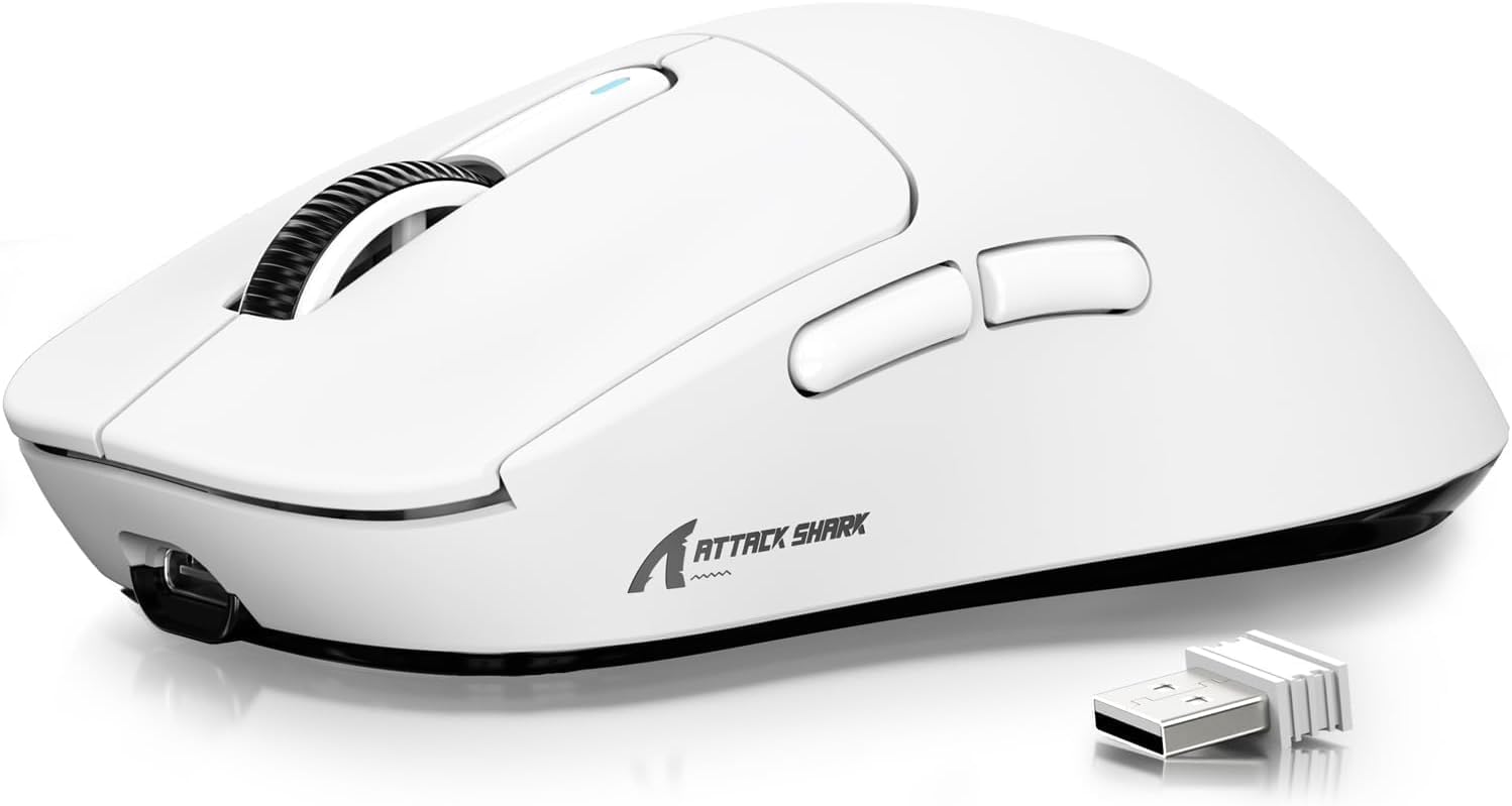 ATTACK SHARK X3 Wireless Gaming Mouse, 49g Ergonomic Computer Mouse, Triple Modes PAW3395 26K DPI Optical Sensor, 200h Bat...