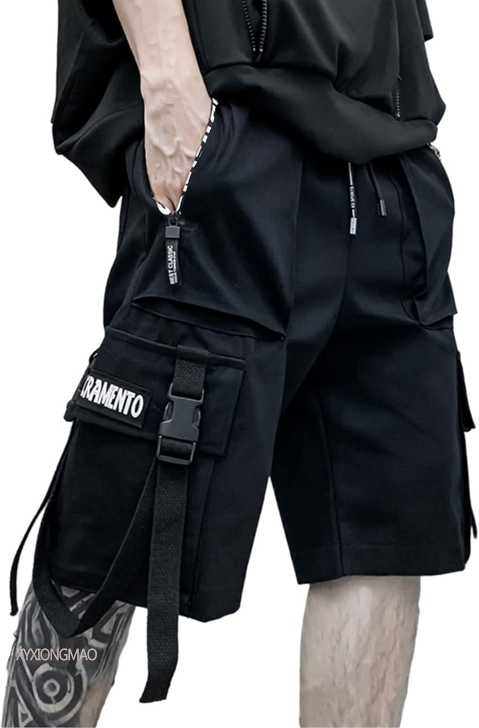 XYXIONGMAO Men's Joggers Techwear Black Hip Hop Cargo Shorts Streetwear Sweatpants Cargo Pants for Men