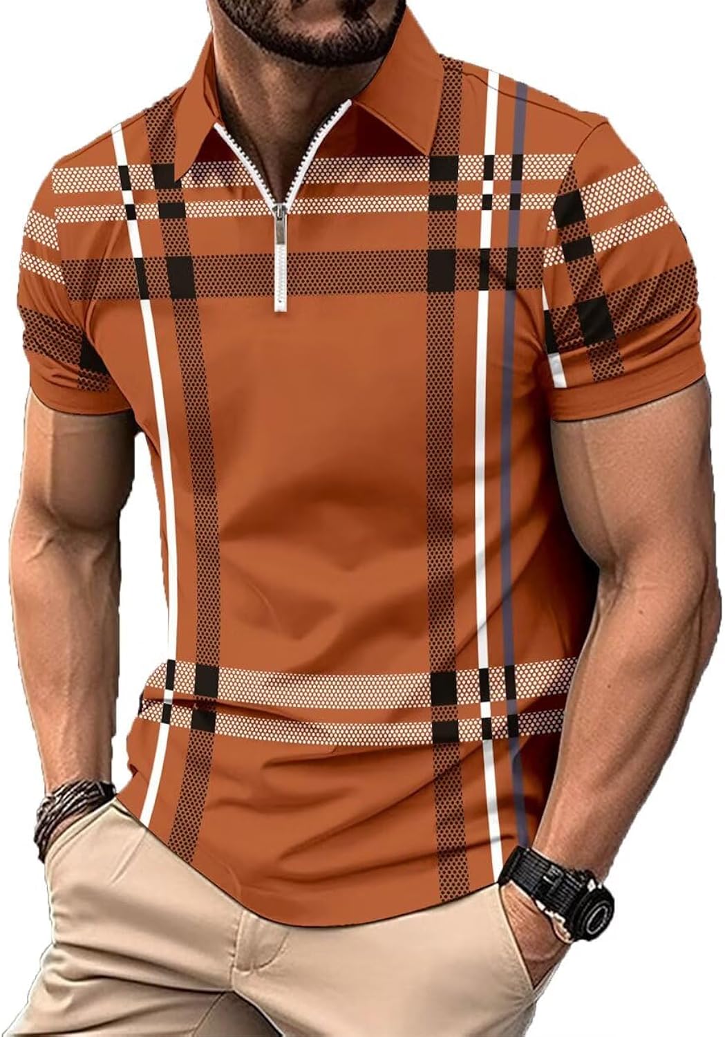 ROOMLINE Men's Polo Shirts 2025 Short Sleeve Casual Polo T Shirt Color Block Slim Fit Golf Shirts with Pocket