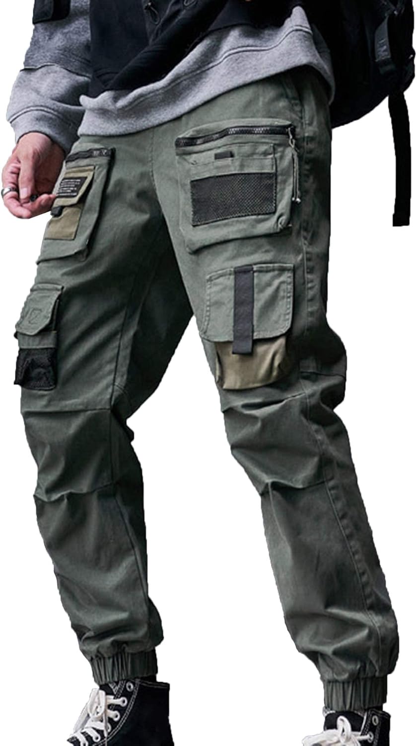 XYXIONGMAO Multi-Pocket Loose Overalls Casual Functional Trousers Cargo Joggers Techwear Harem Hip Hop Pants for Men