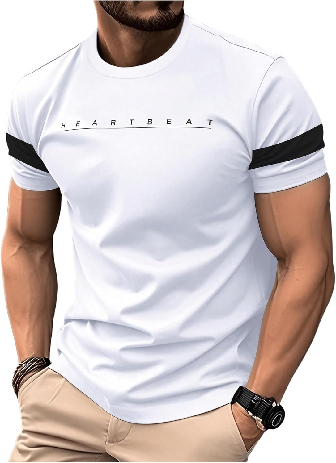 Verdusa Men's Round Neck Short Sleeve Letter Print Tee Top Muscle T Shirts