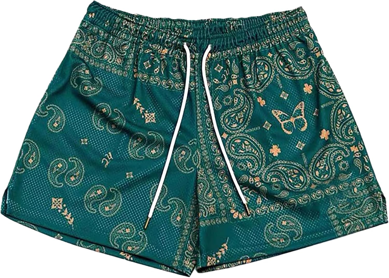 BOOMLEMON Mens Paisley Shorts Mesh Graphic Print Retro Casual Shorts Athletic Gym Basketball Running Short Pants