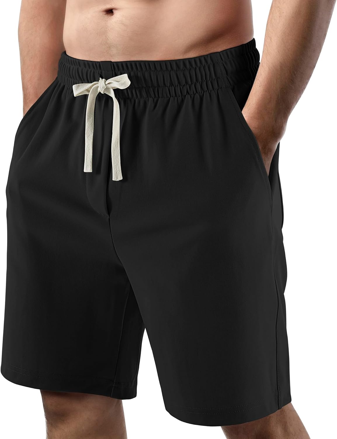 Men's Casual Shorts Elastic Waist Drawstring Lightweight Outdoor Summer Beach Shorts with Pockets Hiking Shorts