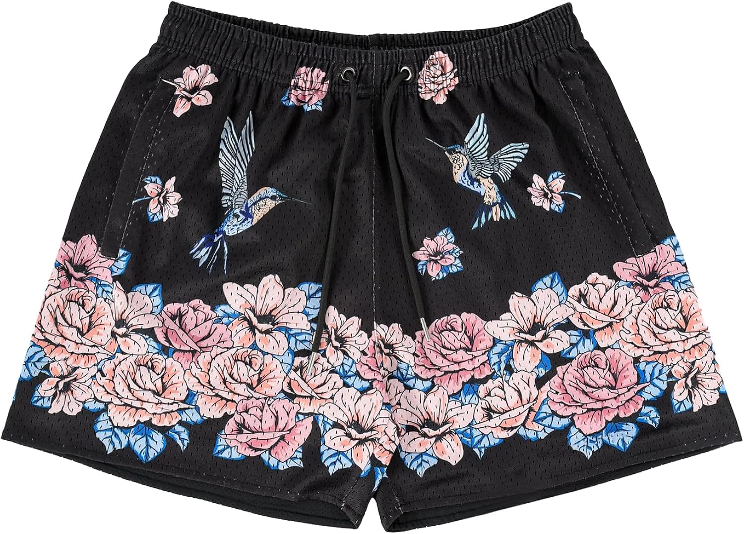 BOOMLEMON Mens Mesh Graphic Print Shorts Casual Fashion Cool Shorts Retro Active Gym Streetwear Short Pants