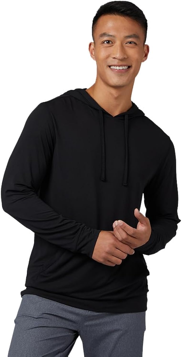 32 Degrees Men's Cool Classic Long Sleeve Hooded T-Shirt | Anti-Odor | 4-Way Stretch | Moisture Wicking