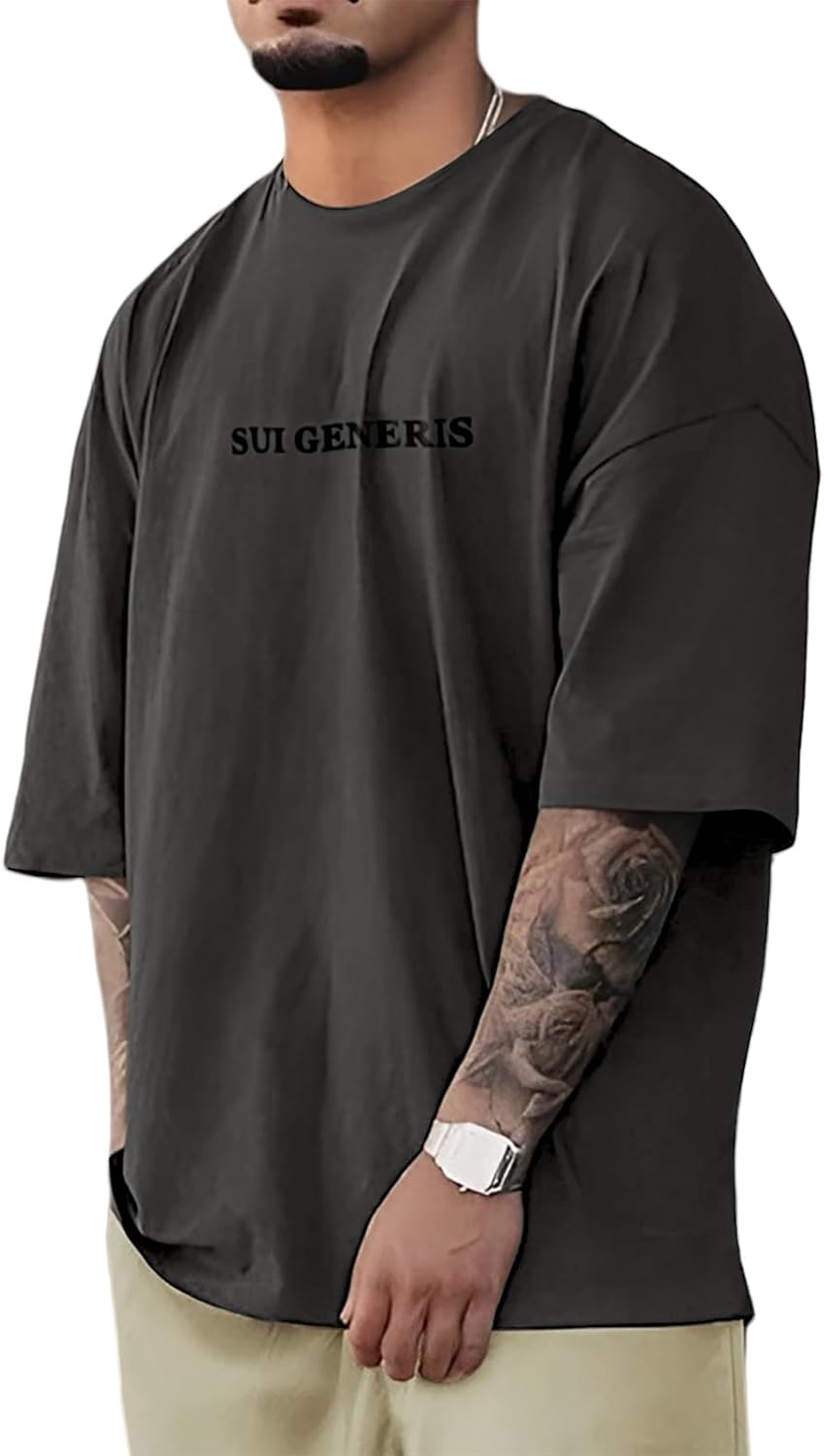 Opomelo Men's Fashion Athletic T-Shirt Oversized Workout Short Sleeve Shirt Casual Crew Neck Cotton Tee