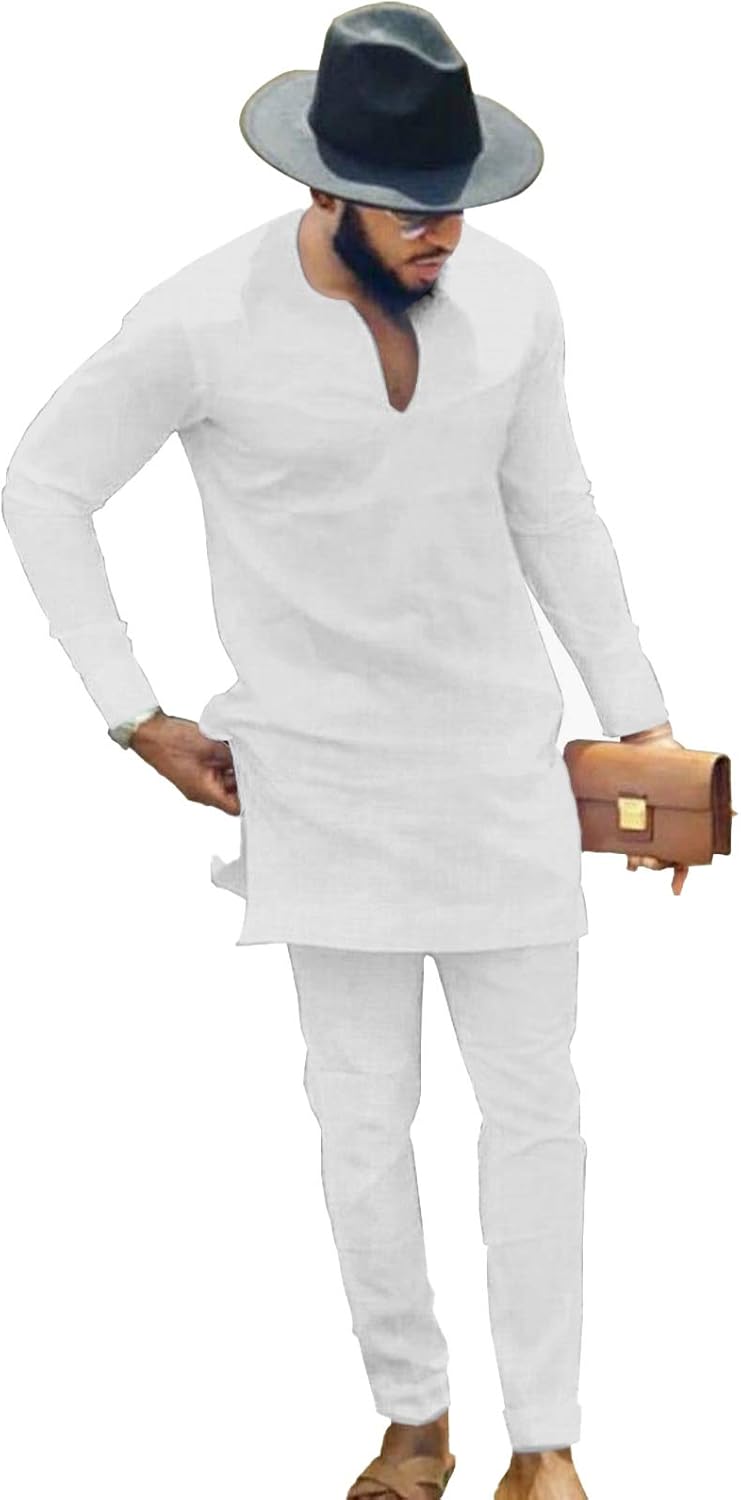 African Men‘s Clothing Fashion Suit Two Pieces Set Dashiki Outfit Top Pant Tracksuit