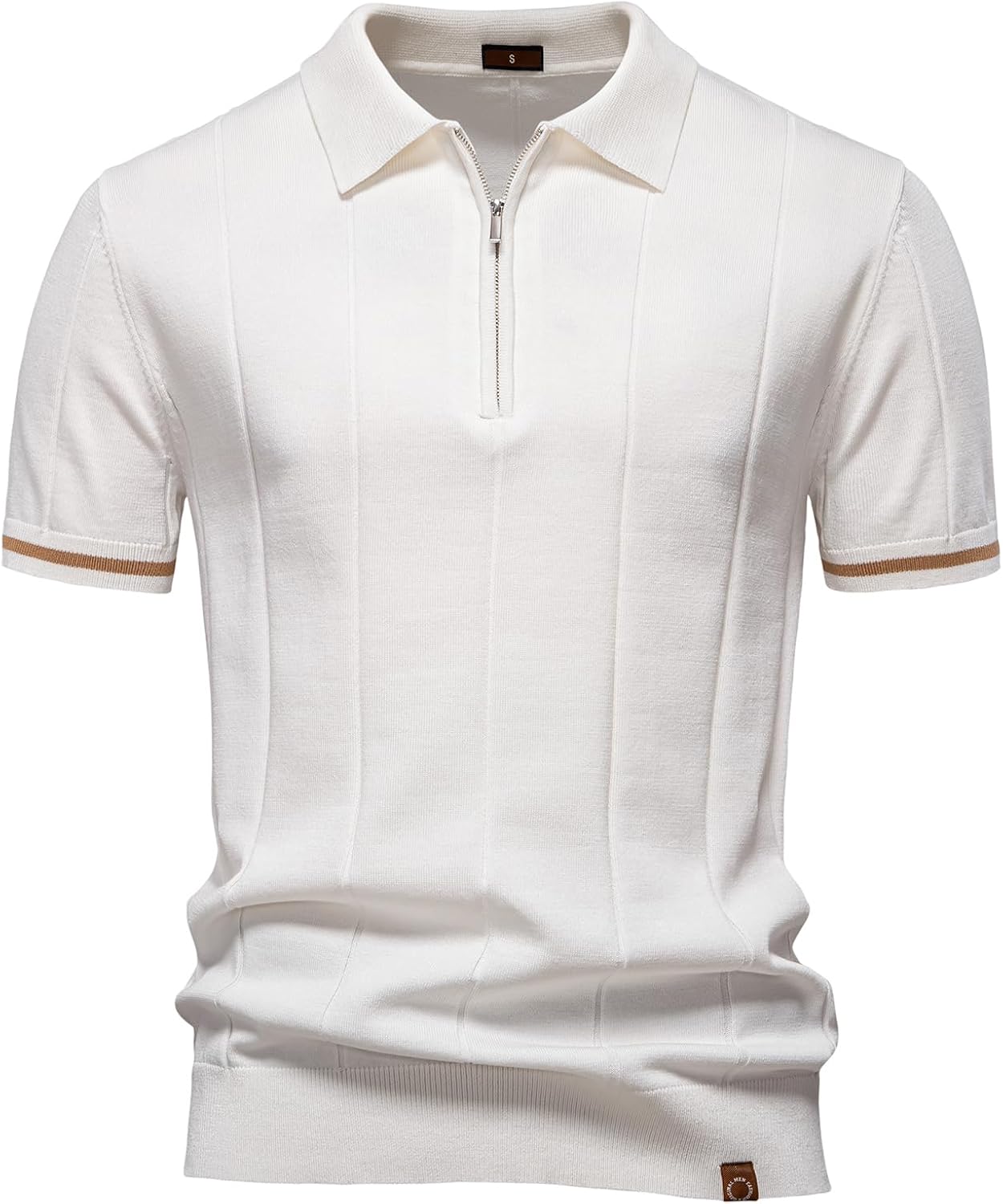 AIOPESON Mens Golf Polo Shirts Short Sleeve Quarter Zip Knit Polos Slim Fit Textured Stretchy Polo Shirt for Men