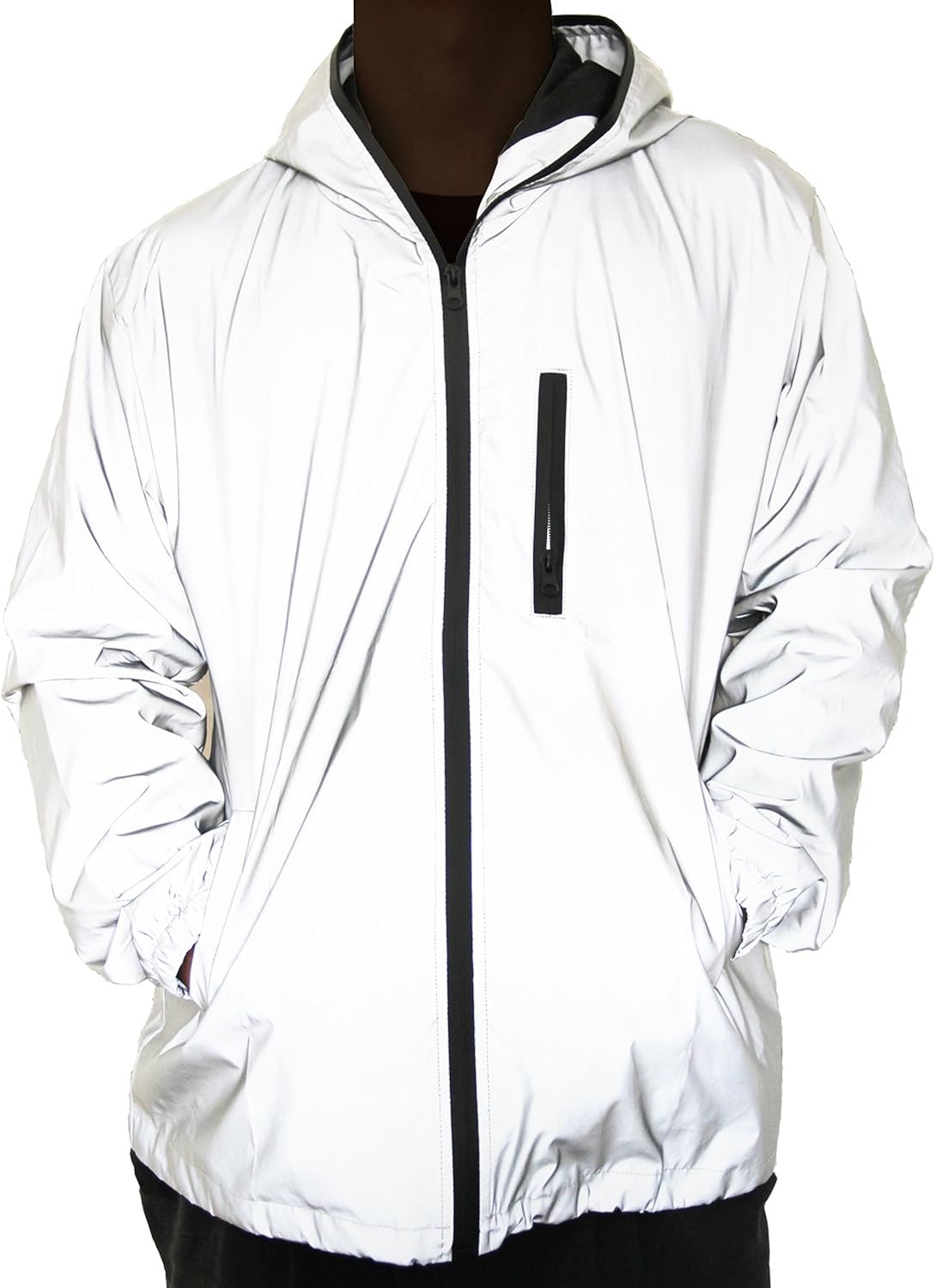 fangfei Reflective Coat Hooded Windbreaker Fashion Runing Pocket Jacket