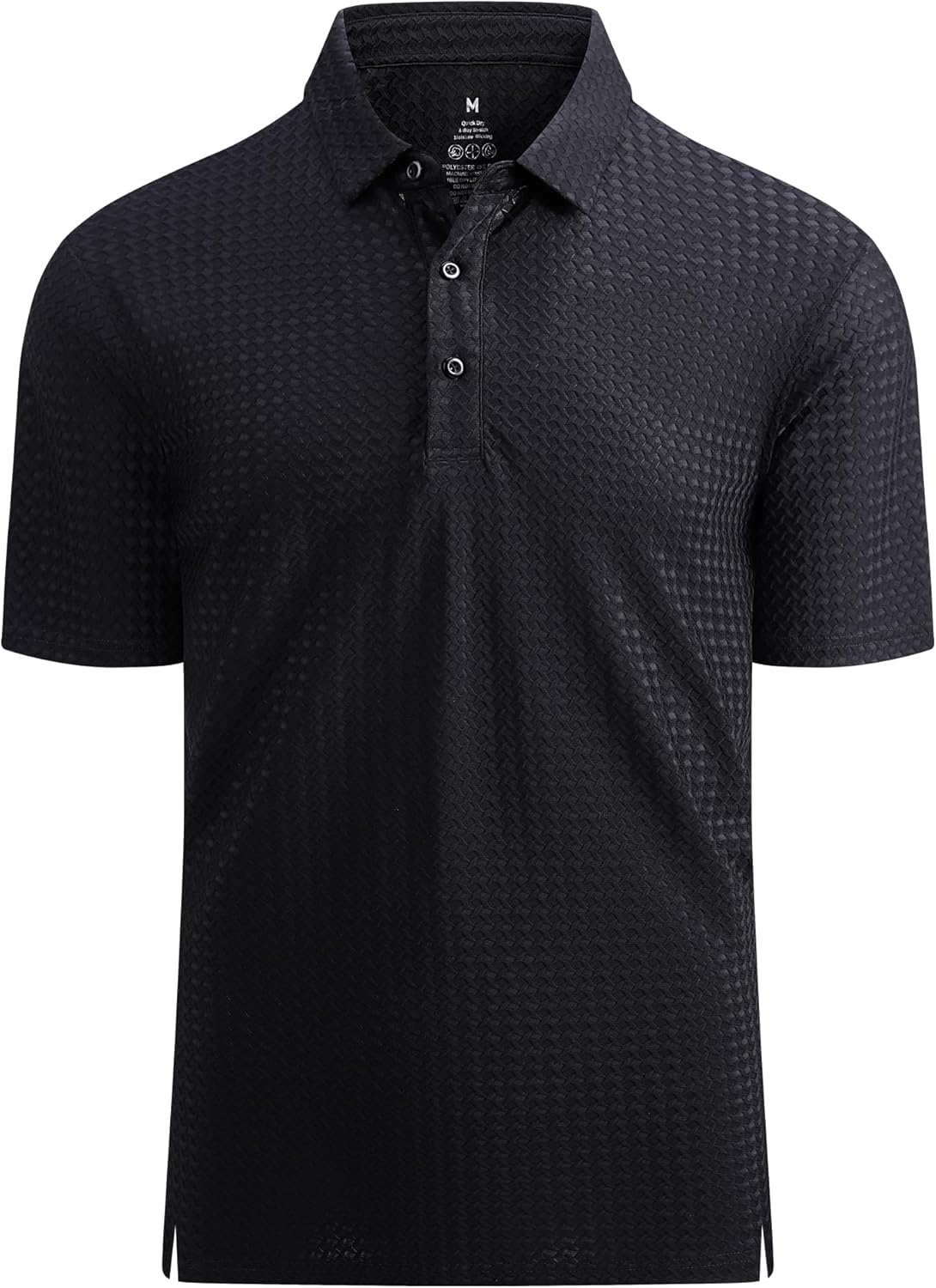 Alex Vando Mens Bubble Jacquard Polo Shirt Super Stretch Short Sleeve Polo Shirts for Men