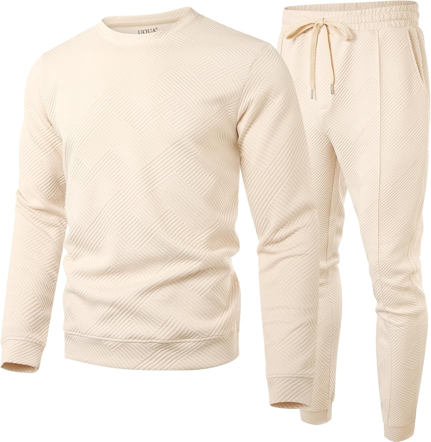 UOUA Men's 2 Piece Sweat Suits Set Long Sleeve Sweatshirt Jogging Sweatpants Tracksuits Outfits