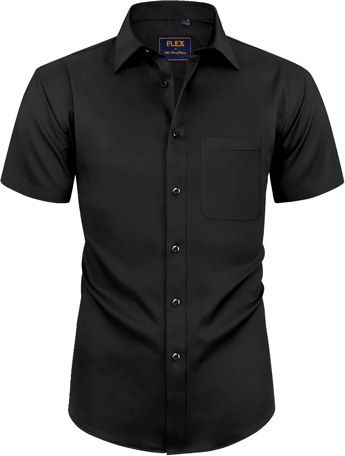 Alimens & Gentle Mens Short Sleeve Dress Shirts Wrinkle Free Solid Casual Button Down Shirts with Pocket