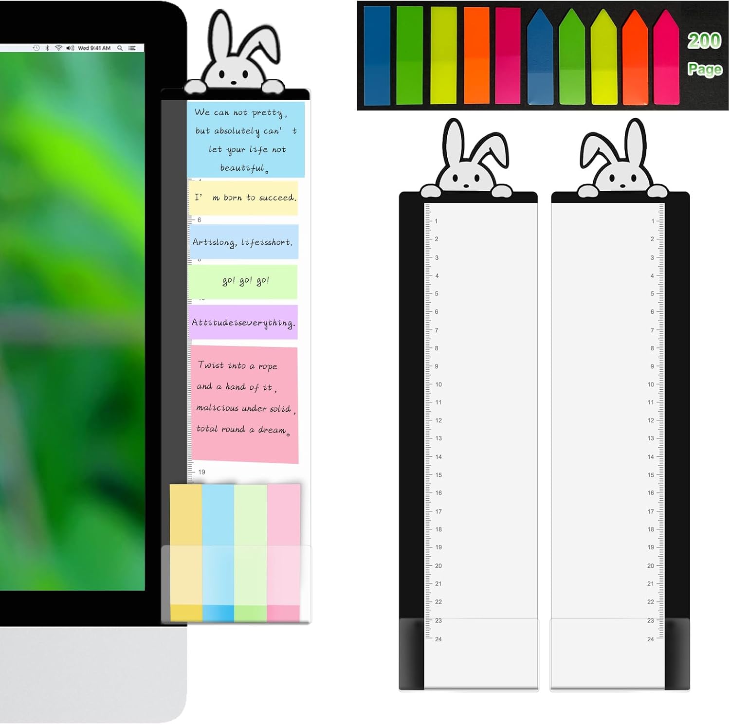 2pcs Office Desk Accessories Monitor Memo Board Computer Message Board Office Supplies for Women Men Computer Sticky Note ...