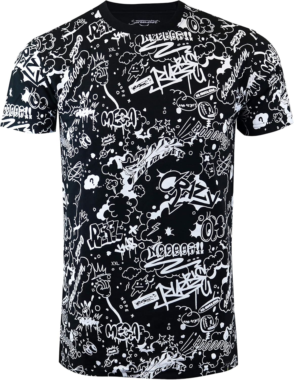 Screenshotbrand Mens Hipster Hip-Hop Urban Tees - NYC Street Fashion Graffiti Animation Print T-Shirt