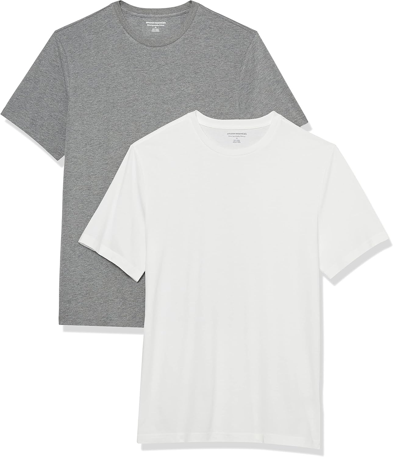 Amazon Essentials Men's Short Sleeve T-Shirts, Slim-Fit, Crewneck, Pack of 2