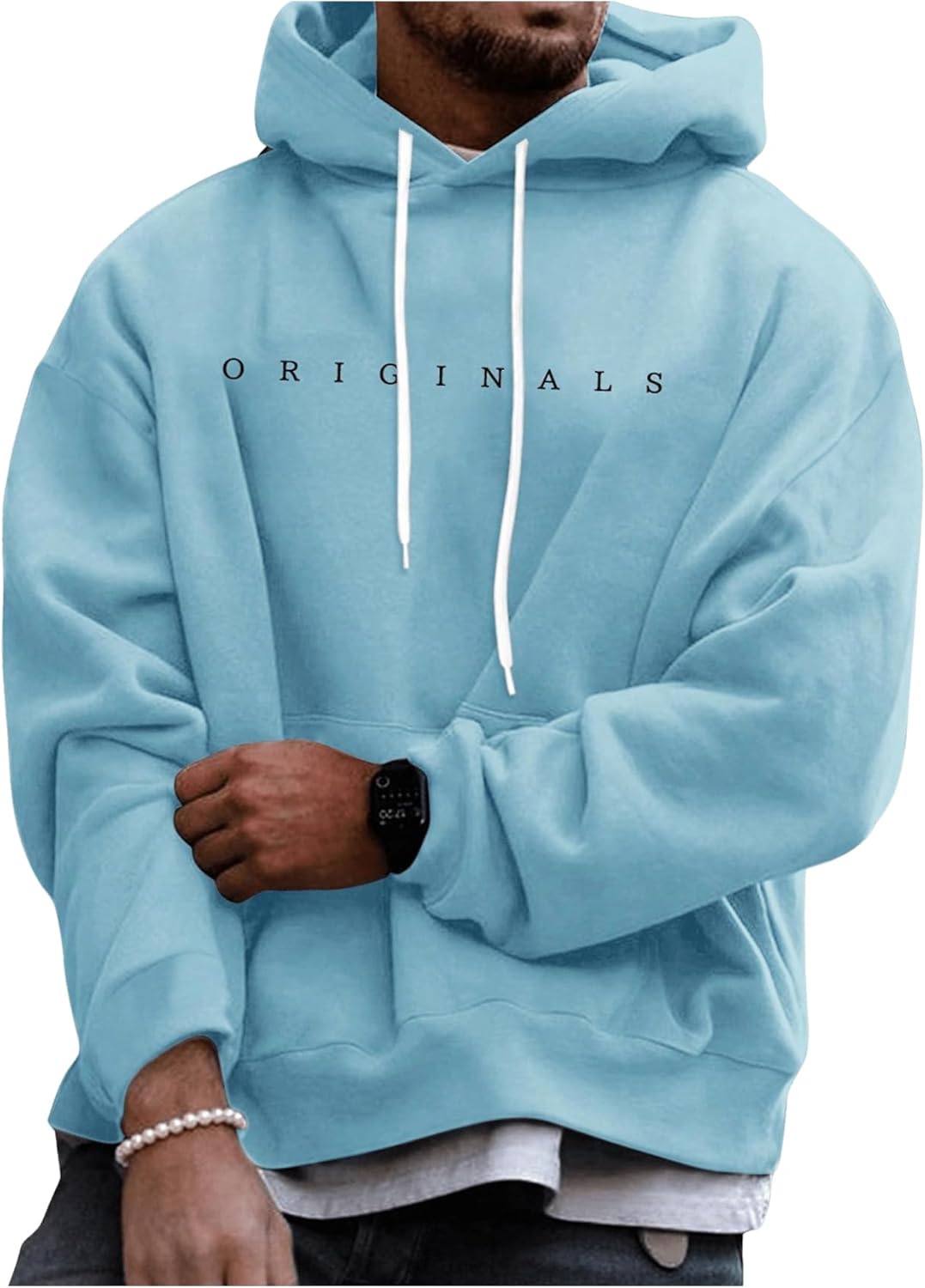 SOLY HUX Men's Plus Size Letter Graphic Hooded Sweatshirt Casual Long Sleeve Hoodies Pullover Tops with Pockets