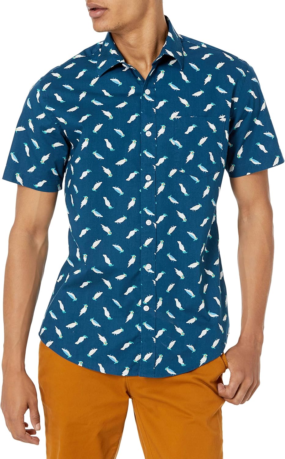 Amazon Essentials Men's Regular-Fit Short-Sleeve Print Shirt