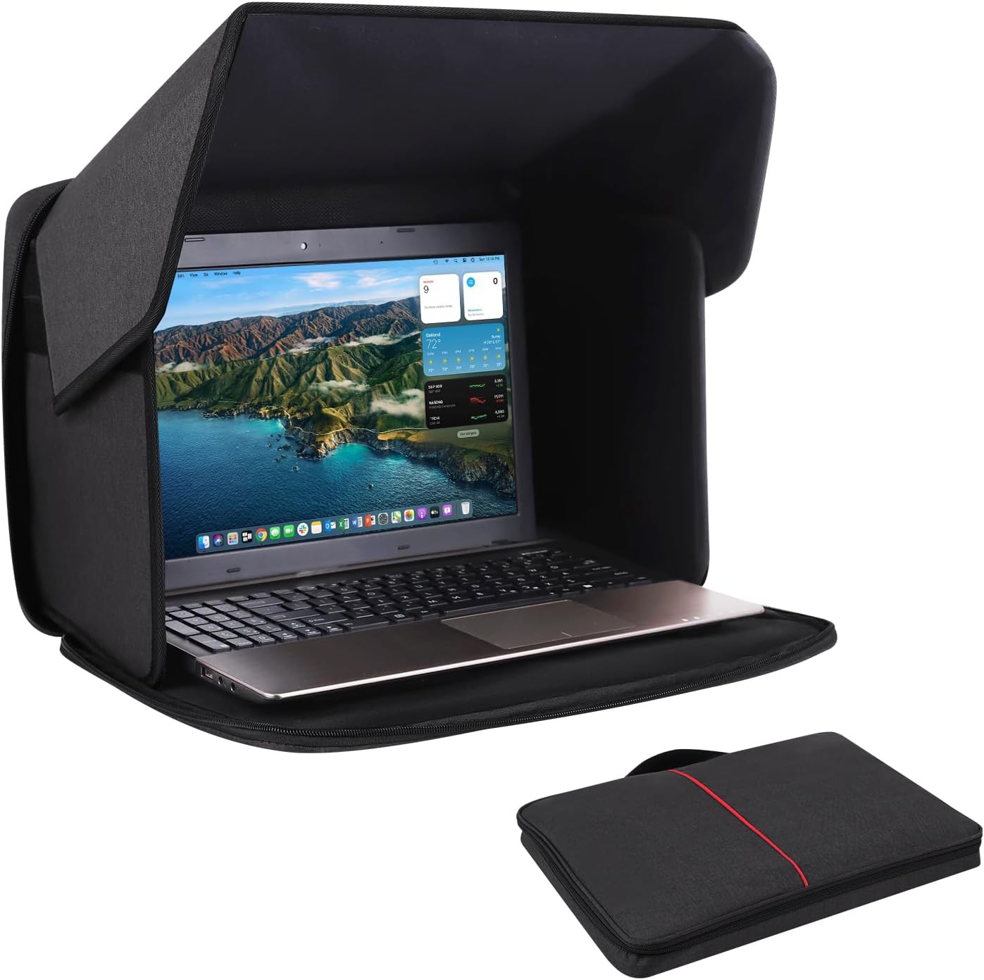 Yumt Laptop Sun Shade, Laptop Sun Glare Shield Privacy Screen Hood Computer Sunshade Bag for Working Outside Outdoor Folda...