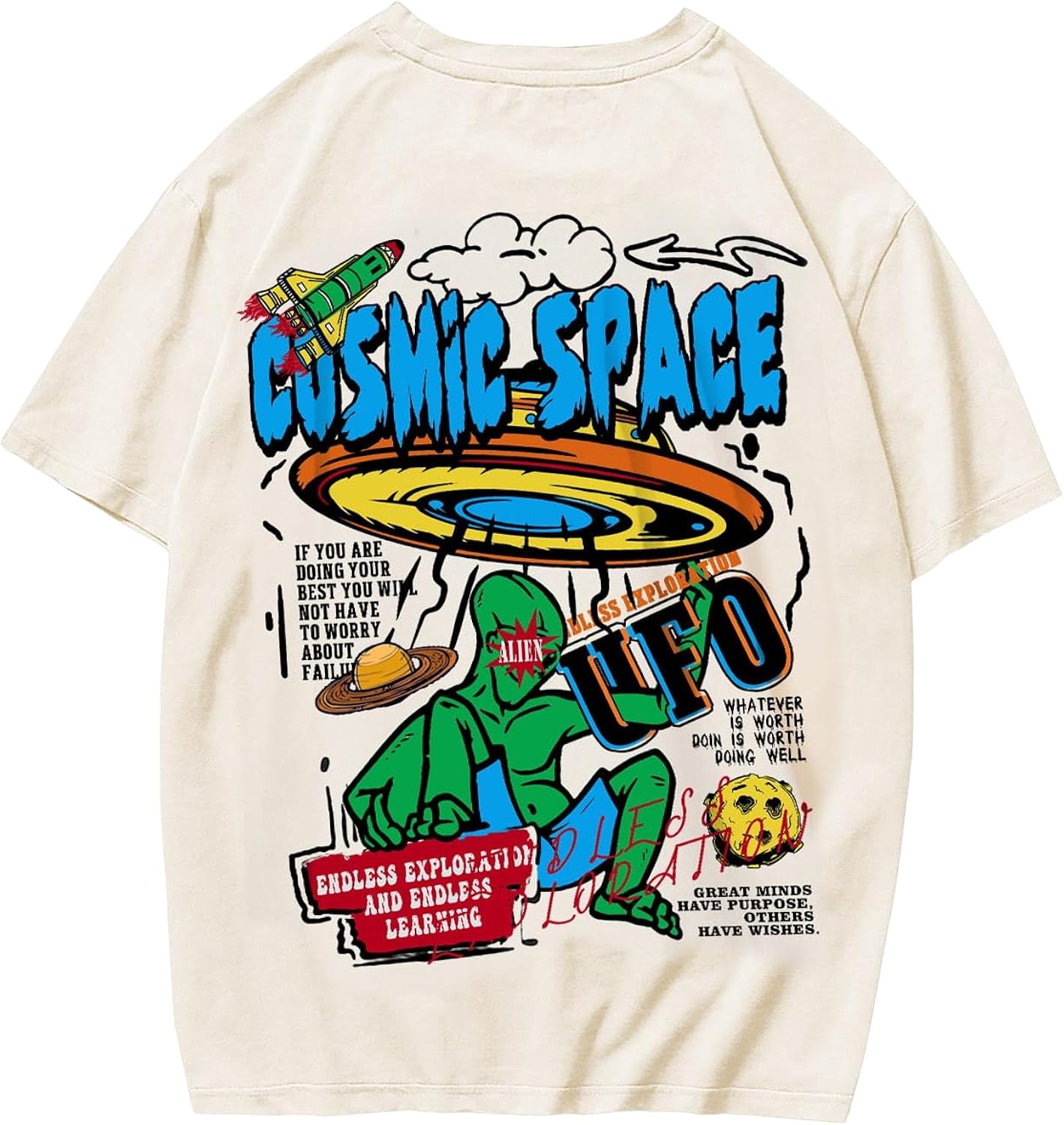 SOLY HUX Men's Graphic Tees Y2K Alien T Shirts Vintage Shirts 90s Oversized Streetwear Tops
