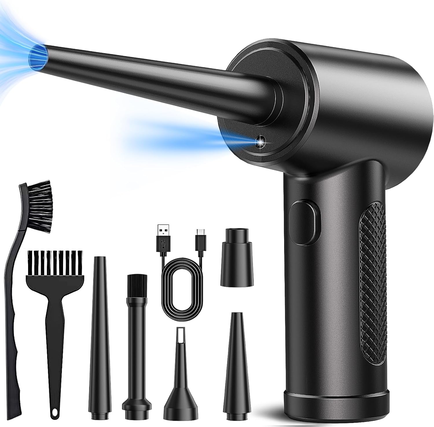 Compressed Air Duster, 3 Gear to 51000RPM Cordless Electric Air Duster, 6000mAh Rechargeable Air Blower with LED Light for...