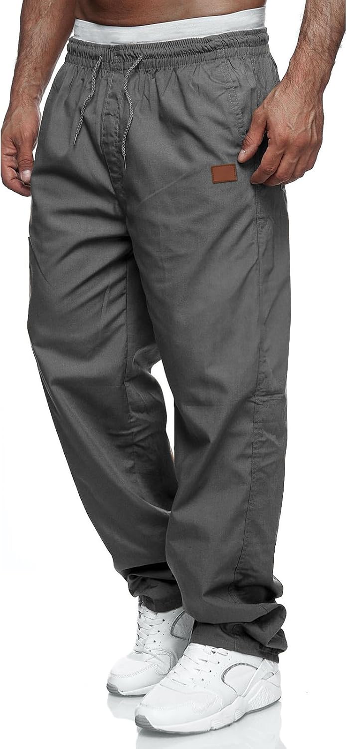 Mens Casual Jogger Pants Relaxed Fit Cargo Pants Drawstring Sweatpants Hiking Outdoor Twill Sport Pants