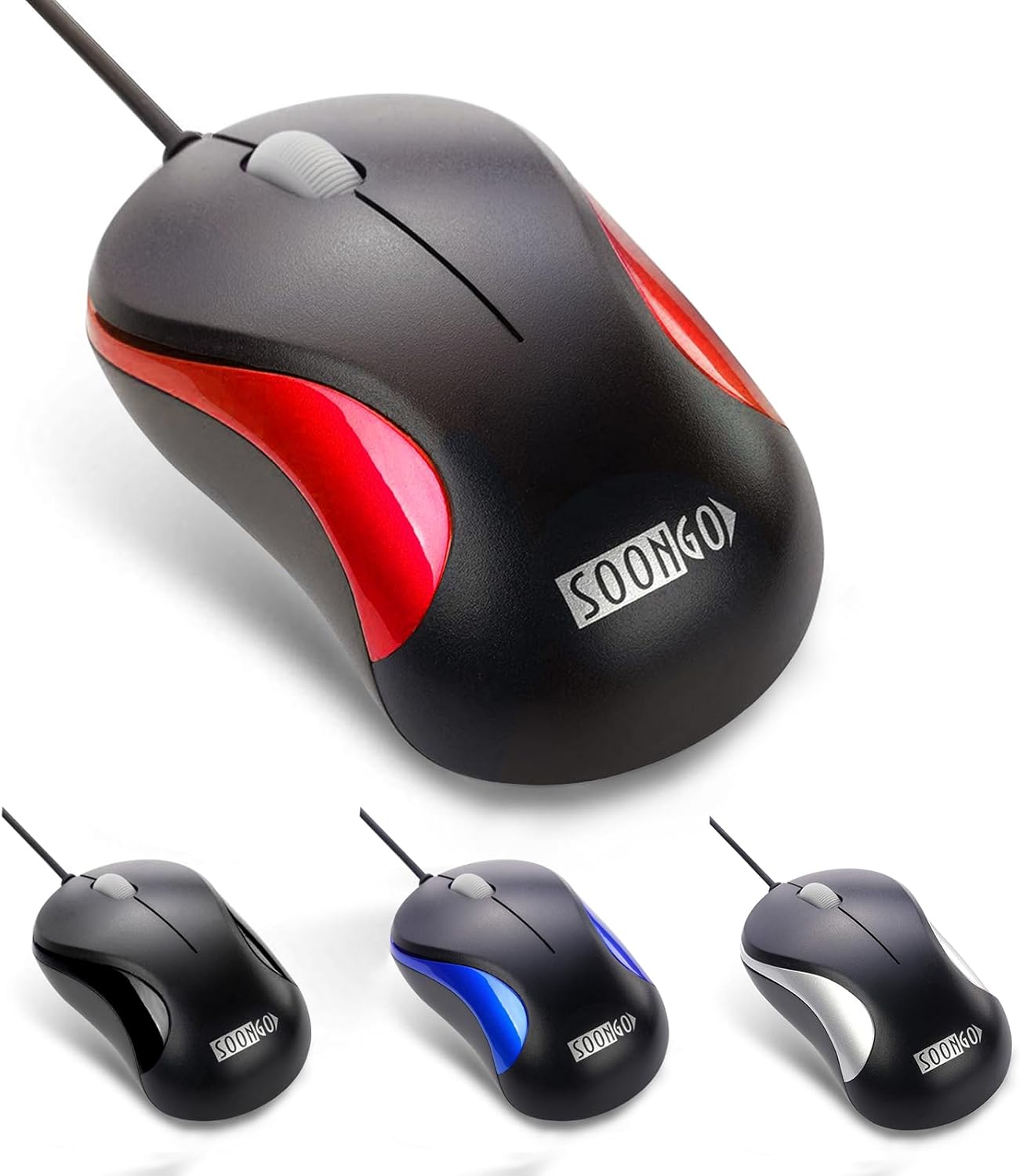 SOON GO Mini USB Wired Mouse for Laptop, Office, Business, Notebook, MacBook, Desktop, Chromebook, PC - Black