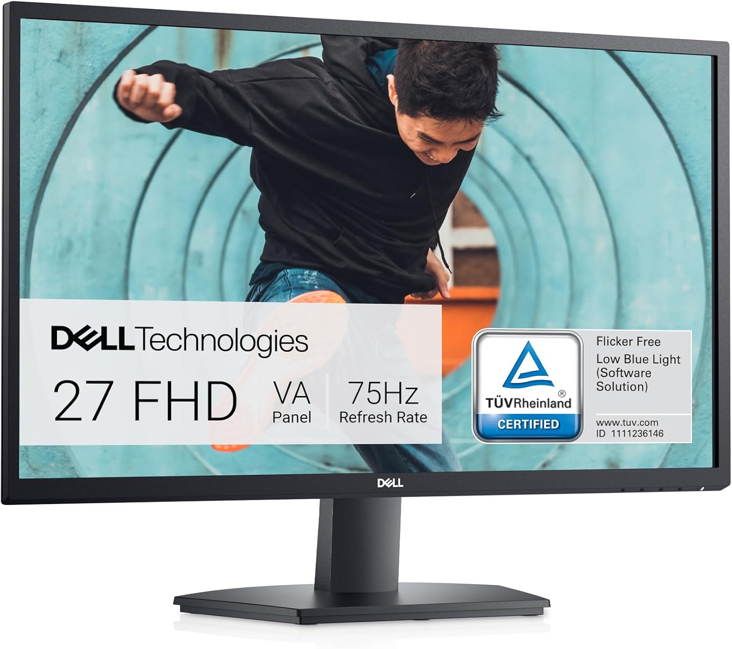 Dell SE2722HX Monitor - 27 inch FHD (1920 x 1080) 16:9 Ratio with Comfortview (TUV-Certified), 75Hz Refresh Rate, 16.7 Mil...