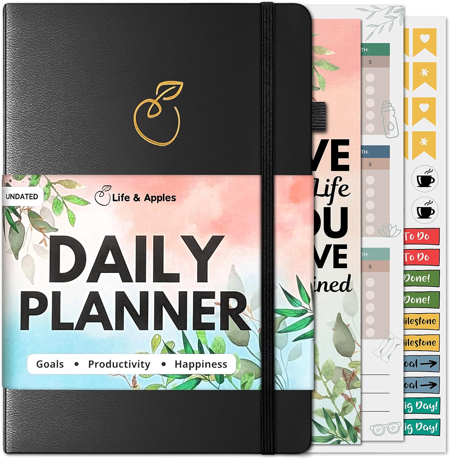 Life & Apples Growth Planner - Daily Planner for Productivity, Time Management and Goals - Undated 13 Weeks Goal Planner w...