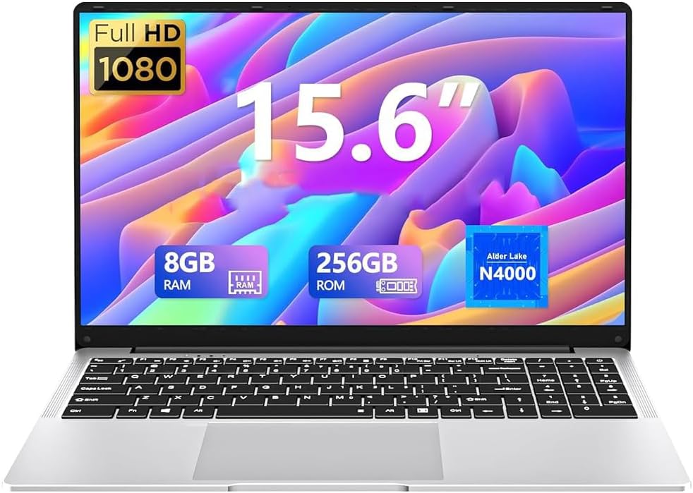 DUNHOO 15.6 inch Laptop, 8gb RAM Gaming Laptop with 256GB SSD, Traditional Laptops N4000, Netbook Computers Full HD 1920X1...