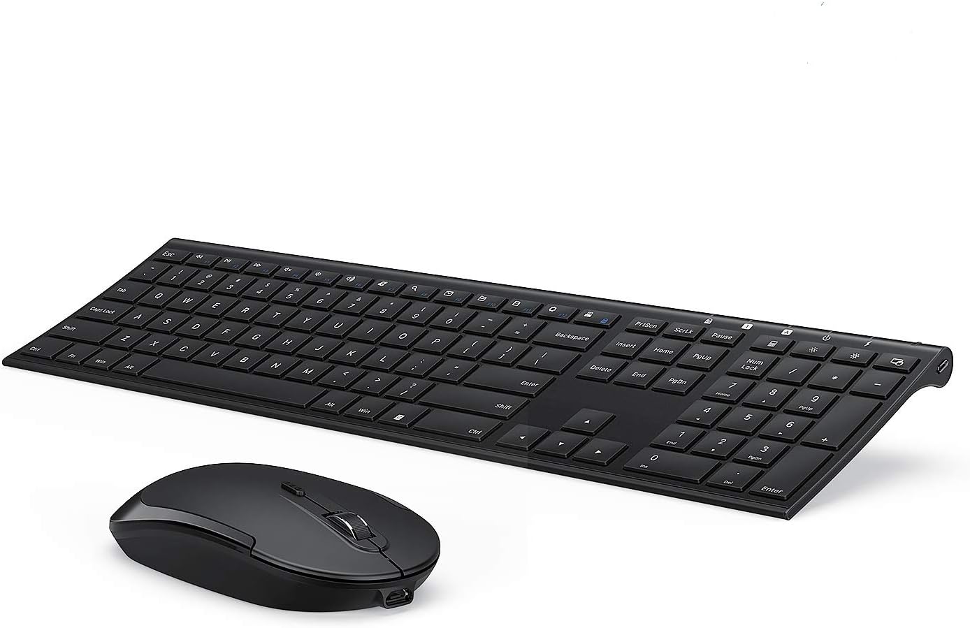 Wireless Keyboard and Mouse, Vssoplor 2.4GHz Rechargeable Compact Quiet Full-Size Keyboard and Mouse Combo with Nano USB R...