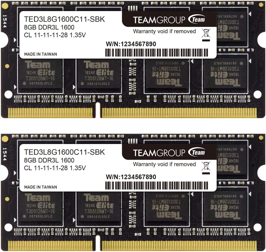 TEAMGROUP Elite DDR3L 8GB Single 1600MHz PC3-12800 CL11 Unbuffered Non-ECC 1.35V SODIMM 204-Pin Laptop Notebook PC Compute...