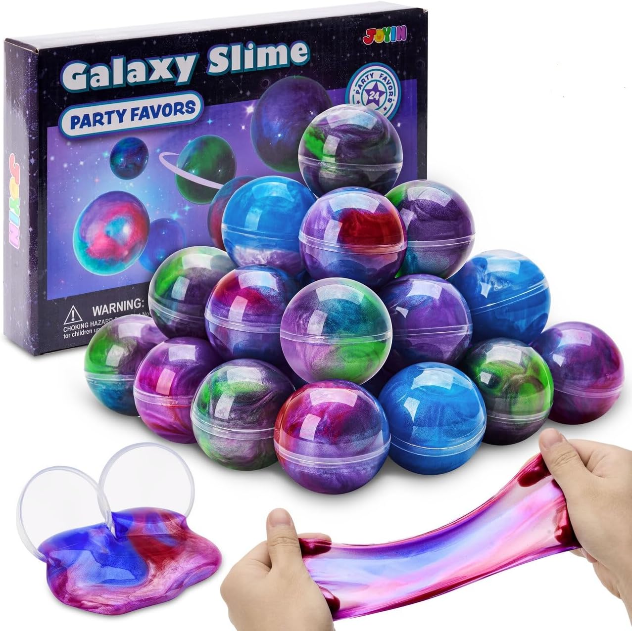 JOYIN Slime Party Favors, 24 Pack Galaxy Slime Ball - Stretchy, Non-Sticky, Mess-Free, Stress Relief, and Safe - Toys for ...