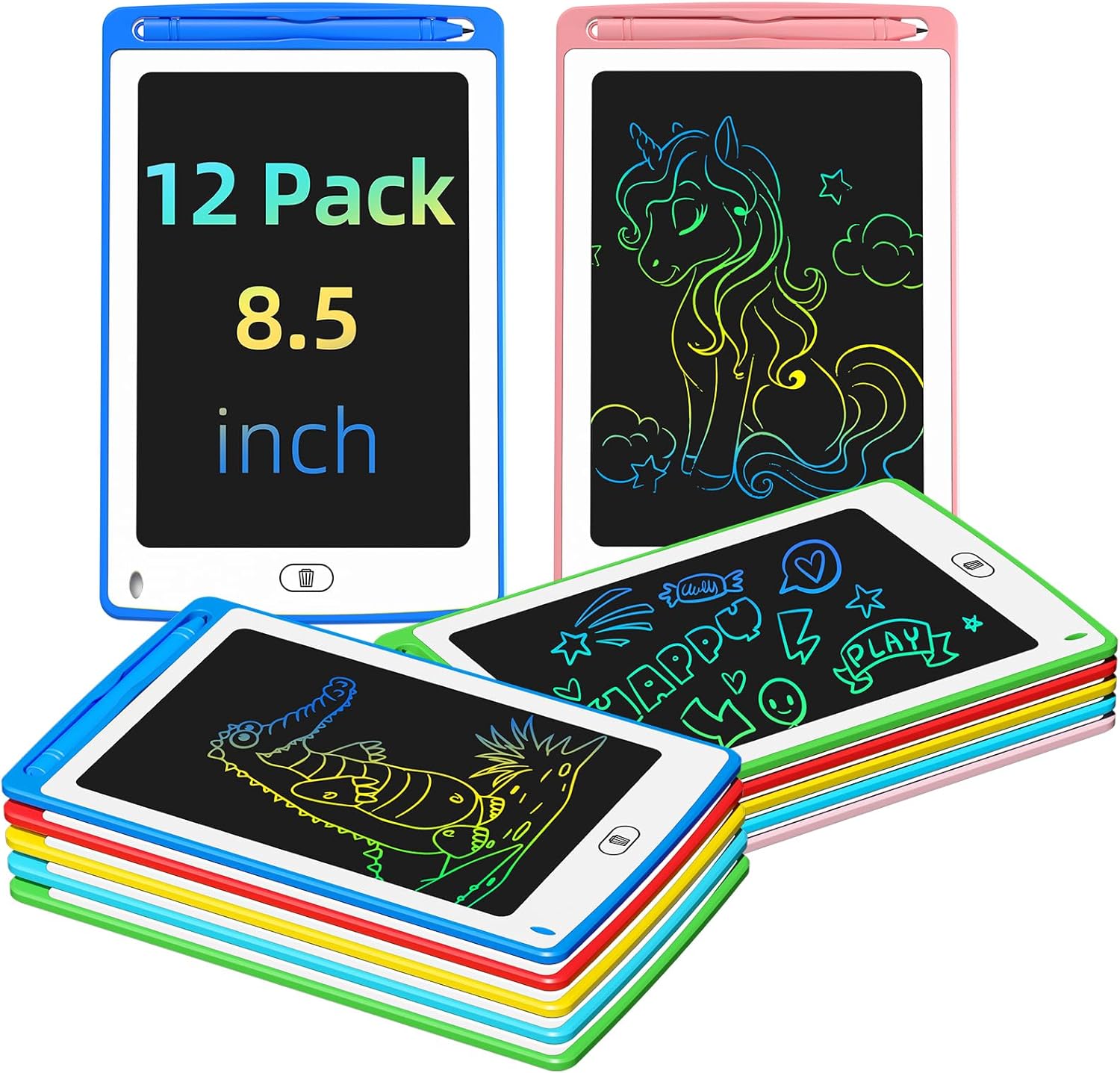 4 Pack LCD Writing Tablet for Kids, 8.5 Inch Colorful Doodle Board Drawing Tablet, Educational Learning Toys Birthday Gift...