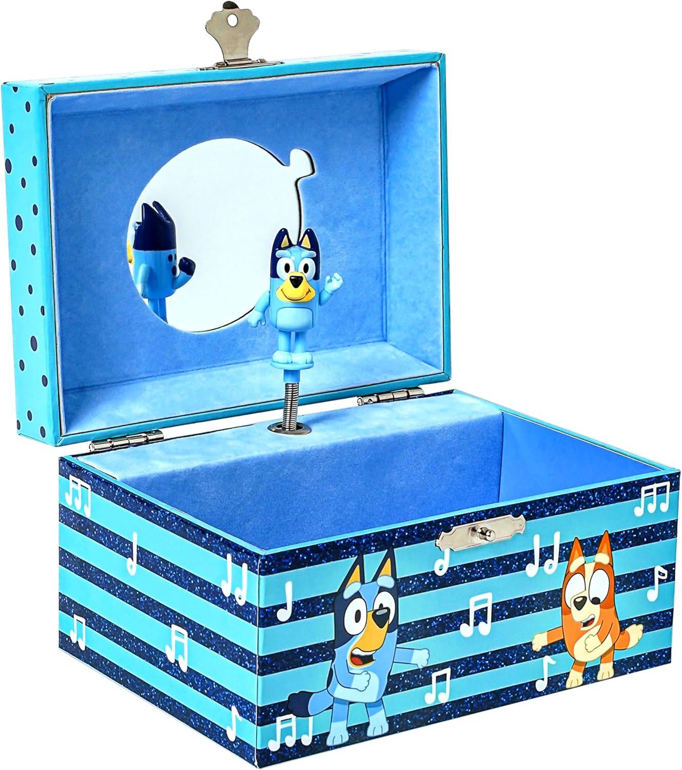 Mini Treasures Bluey Jewelry Box for Girls - Musical Jewelry Box with Spinning Figurine, Bluey Toys for Kids Ages 3-5 - Pl...