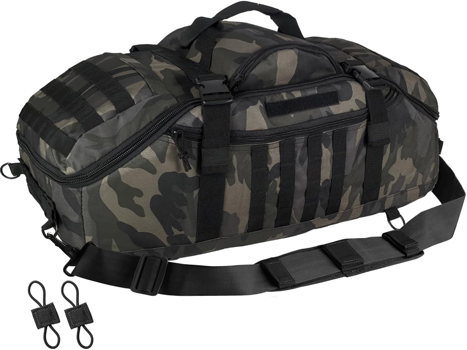 Hannibal Tactical 55L Large Duffle Bag, 3-in-1 Tactical Backpack MOLLE Pack for Gym, Sports, Outdoor, Black Camo