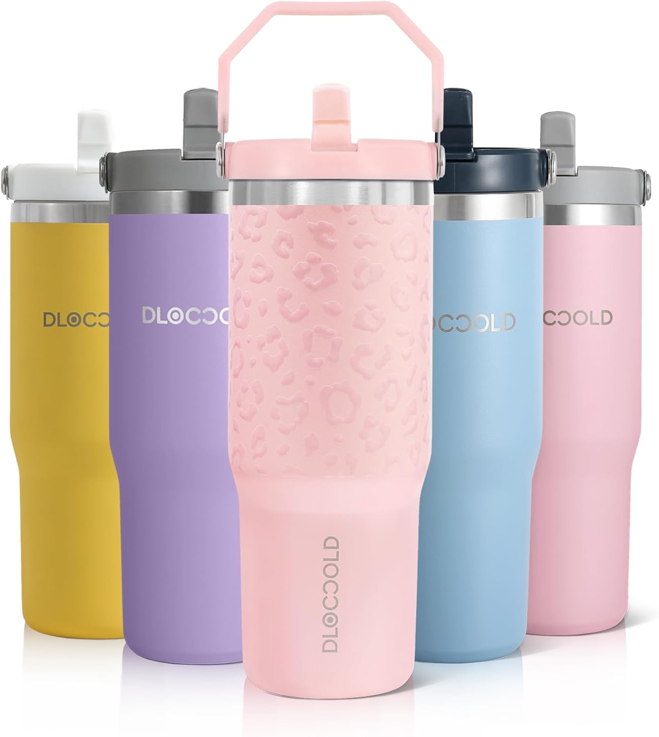 DLOCCOLD 30 oz Stainless Steel Tumbler with Flip Straw & Handle, Insulated Leak Proof Water Bottle with Sip Lid for Home, ...