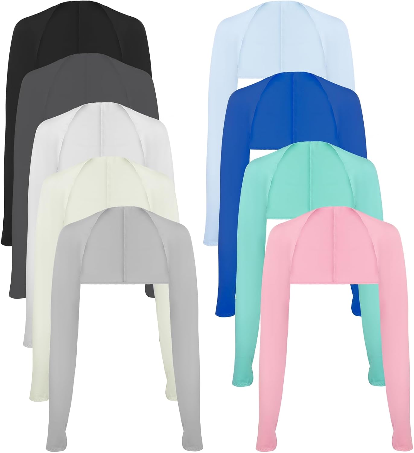 9 Pieces Cooling Shawl Arm Sleeves Sun Protection arm sleeves for women with Finger Hole for Outdoor Sports Riding Golfing