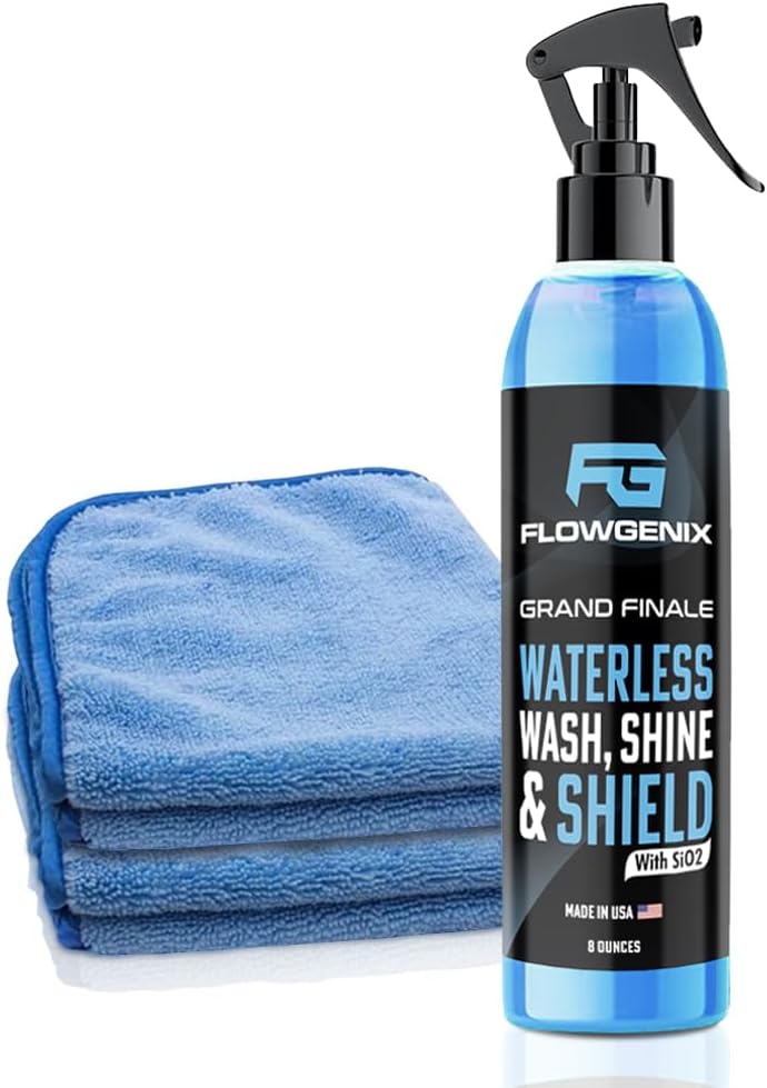 Flowgenix™ Waterless Car Wash Spray - Grand Finale - Motorcycle Cleaner & Car Wax Spray Polish (8 oz) - Ceramic Coating - ...