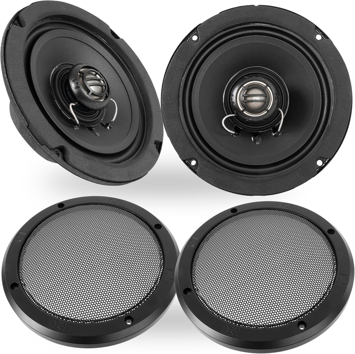 NVX® XFHD6F Premium 6.5” Motorcycle Speakers, 600W Peak (300W RMS), 2-Ohm Front Fairing Coaxials with 1