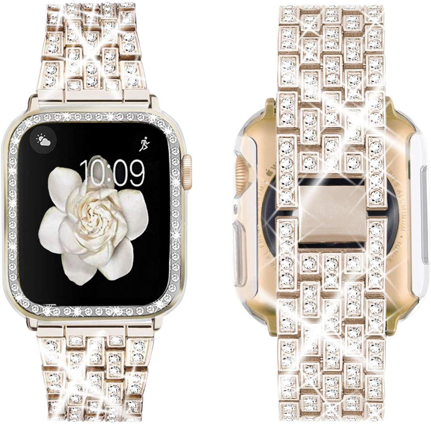 Supoix Compatible with Apple Watch Band 38mm 40mm 41mm 42mm 44mm 45mm 46mm 49mm+ Case, Women Jewelry Bling Diamond Rhinest...