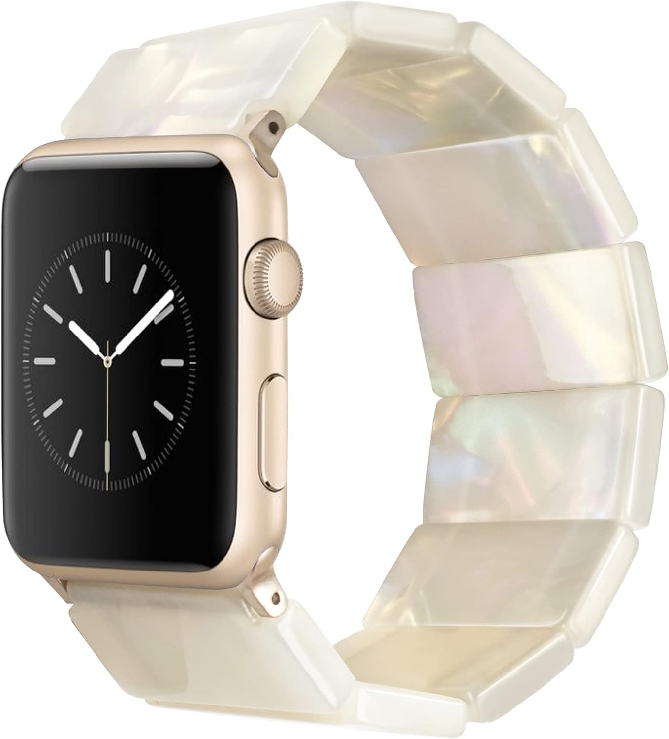 Heesch Upgraded Stretchy Resin Watch Band Compatible with Apple Watch for Women, Men, Tortoise Shell Fashion Watch Strap B...