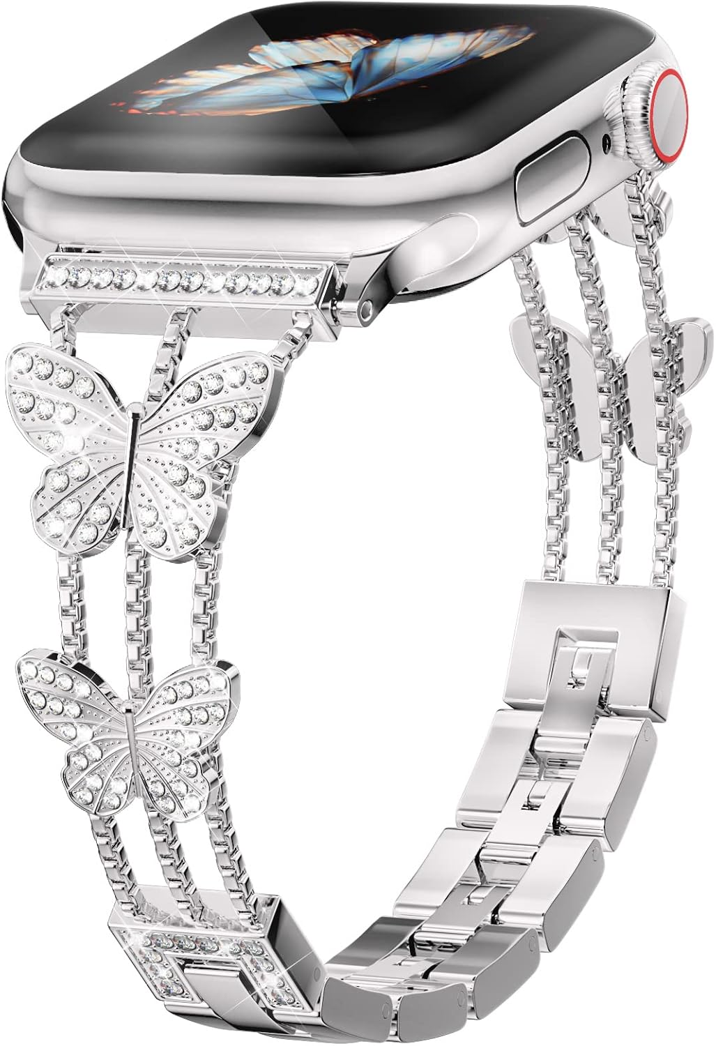 Add sparkle to your watch with the Musk-MSKR Metal Diamond Starlight Band - compatible with Apple Watch Series 10/9/8/7/6/...